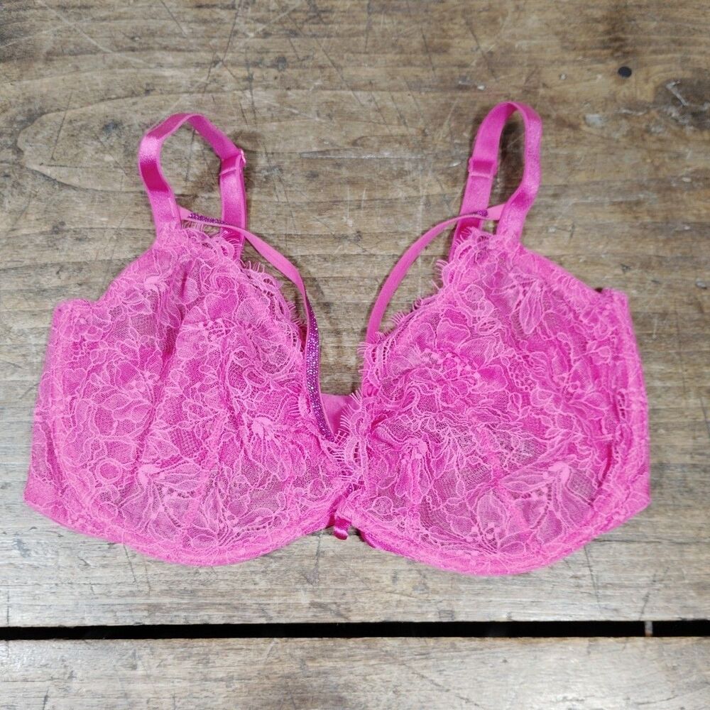 Victoria Secret Bra 36DDD Very Sexy Low Cut Demi Pink Underwire Lace